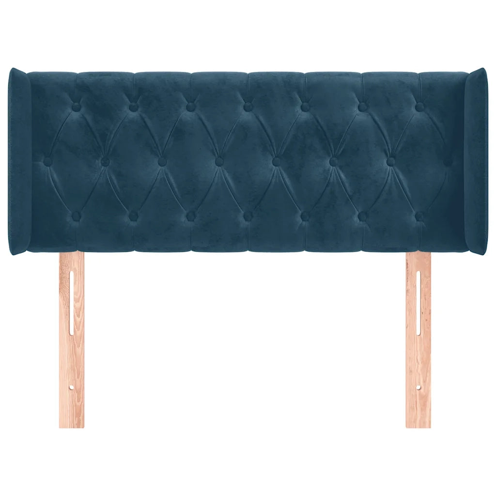 Testiera | Testata ad Orecchio Blu Scuro 103x16x78/88 cm in Velluto