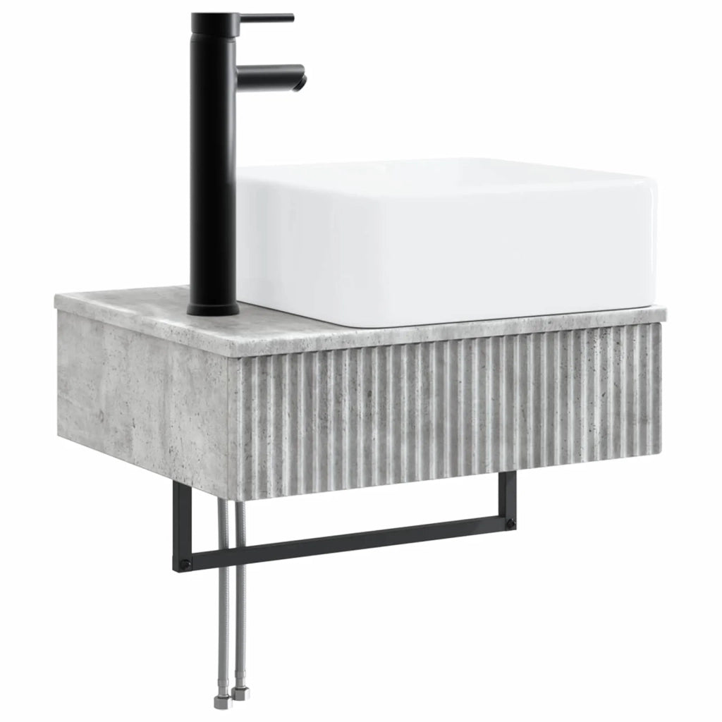 Set di Armadi da Bagno 5 pz Grigio Cemento Legno ingegnerizzato 3406314