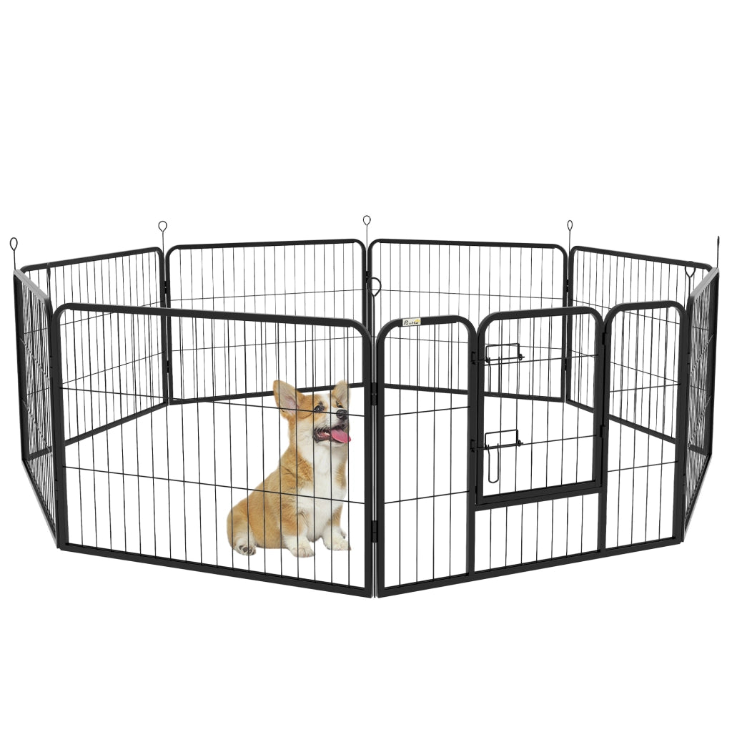 Recinto per Cani 8 Pezzi Modulabile Interno Esterno ¨C zephmum ¨C Acciaio Nero 80x60 cm