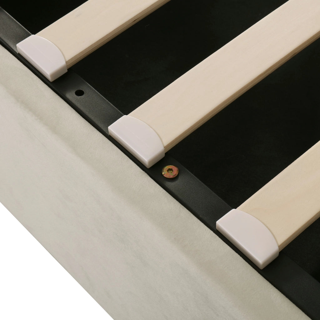 letto imbottito velluto beige 146 x 207 cm