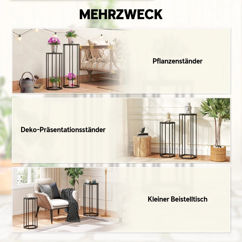 PORTA PIANTE Set da 2 pezzi 75/60 cm Metallo Nero