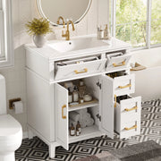 Mobile sottolavabo 76x46,5x86 cm bianco MDF con lavabo in ceramica e ante soft-close