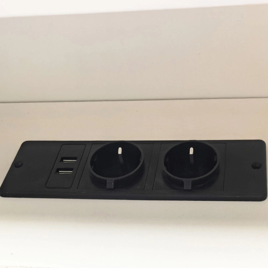 Letto piattaforma 90x200 cm con 2 cassetti; ripiani; prese USB e LED; bianco