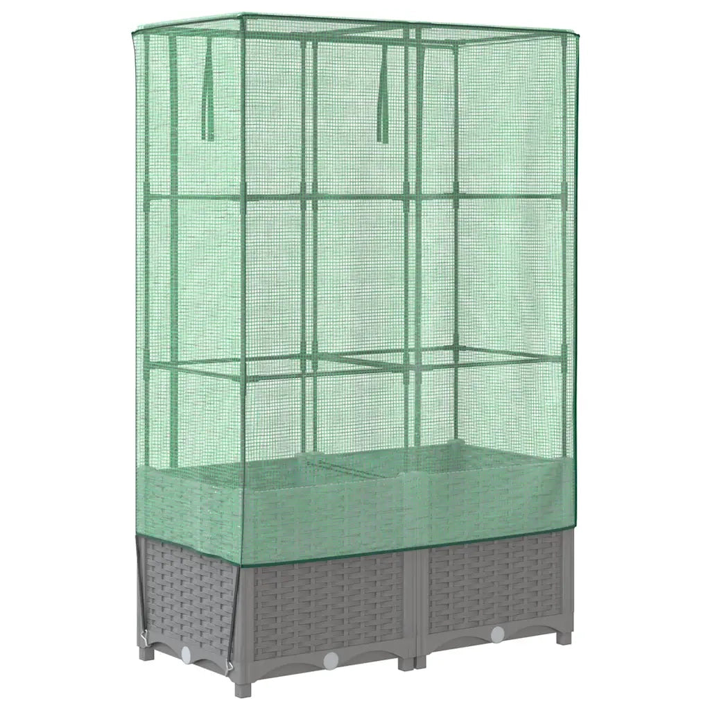 Letto Rialzato con Copertura Serra Effetto Rattan 80x40x138 cm 4015856