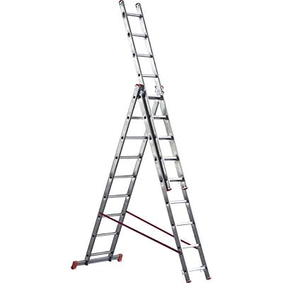 SCALA PARALLELA 3 RAMPE ORANGE 3 MARCHETTI - ALLUMINIO EN 131 H.CM 295/660 PIOLI 3X11