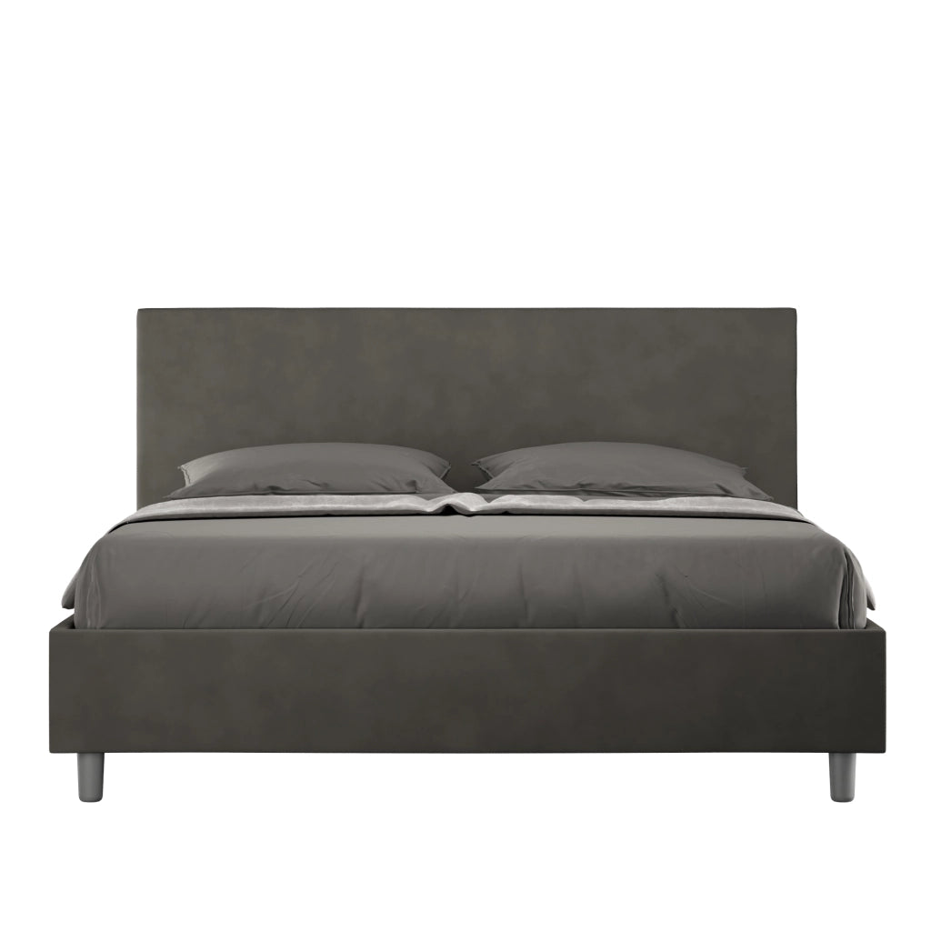 BS COM Letto matrimoniale contenitore imbottito 160x200 microfibra grigio