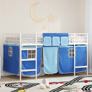 Struttura del Letto Loft per Bambini con Tendine-Giroletto per bambini Bianco e Blu 356556