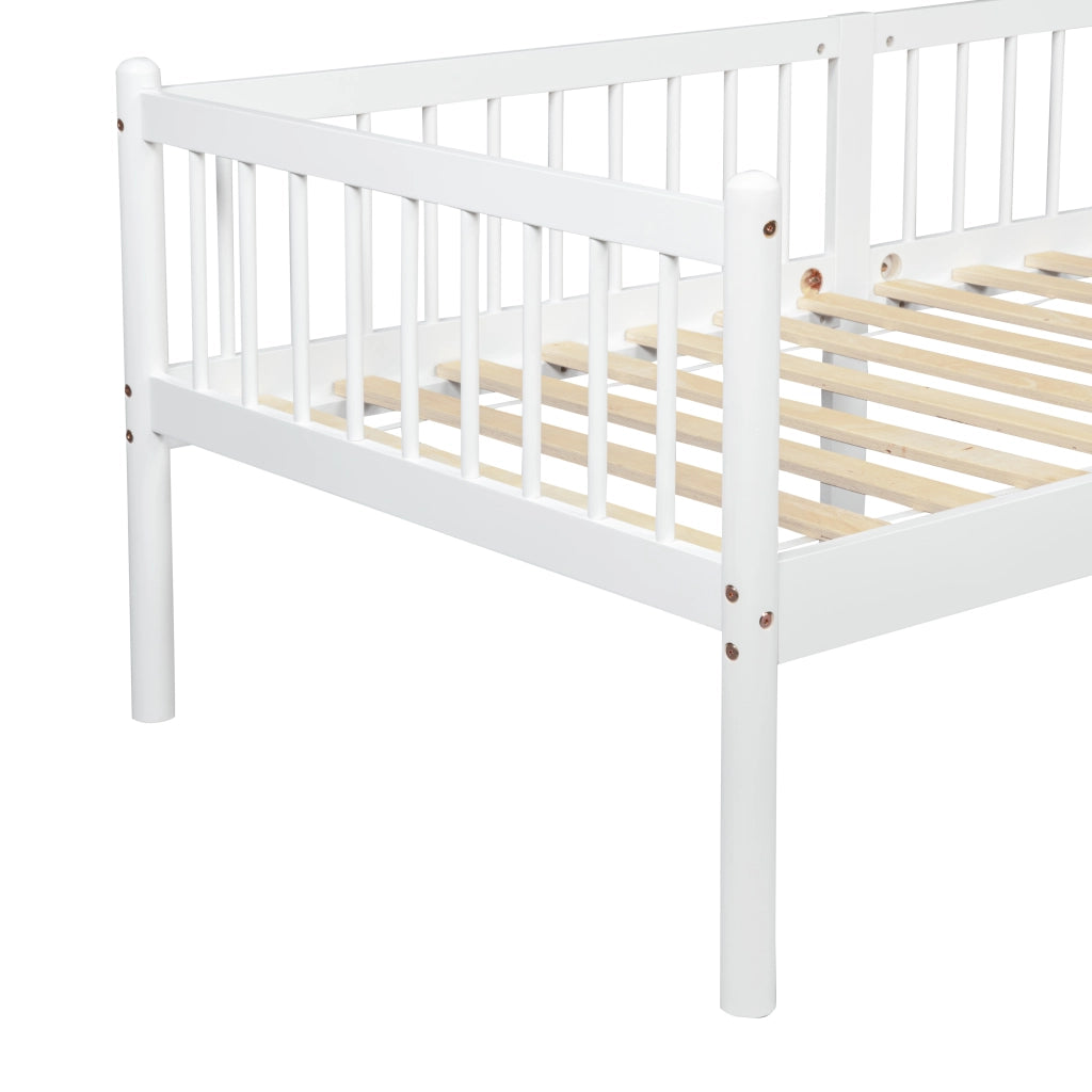 Letto da giorno 90 × 200 cm con sponde su tre lati e 14 doghe in legno di pino bianco con spazio sottostante