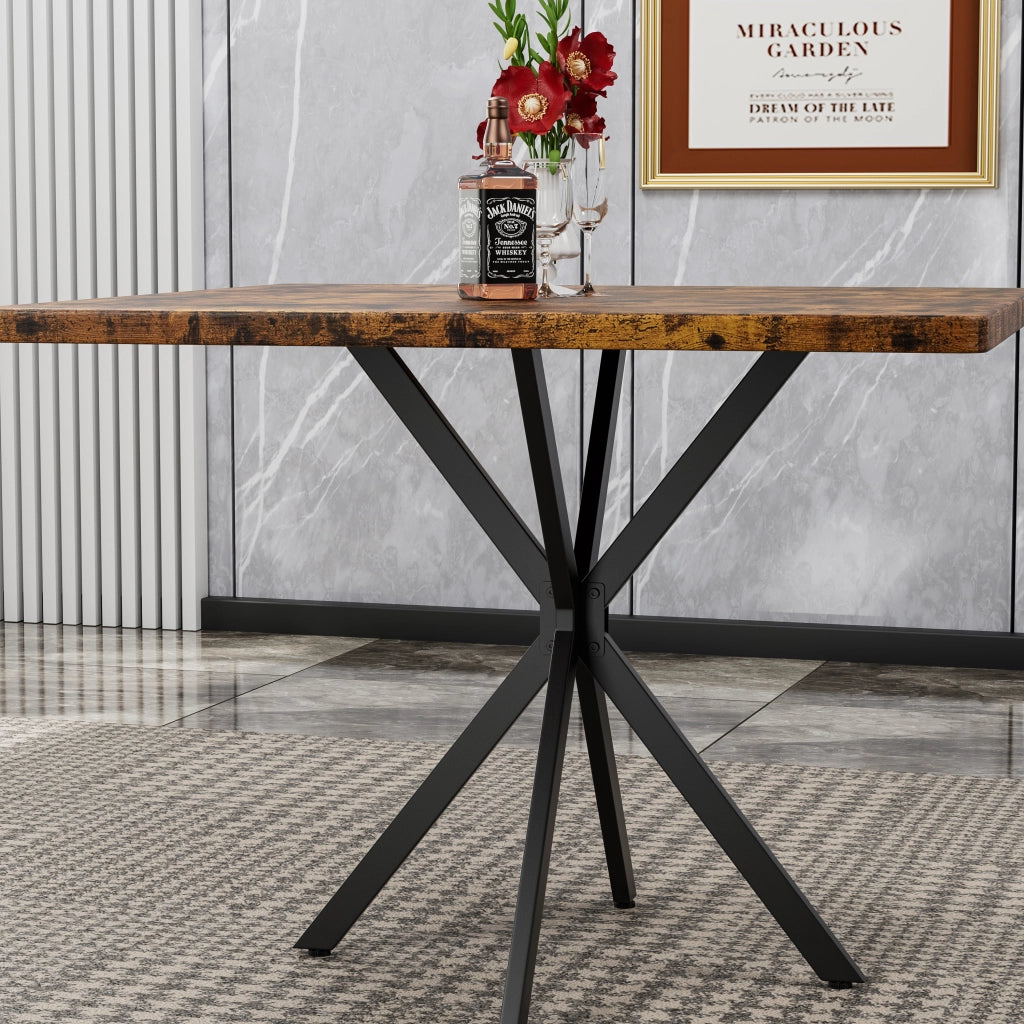 Tavolo da pranzo quadrato 98 x 98 x 78 cm in MDF e metallo marrone per cucina e sala da pranzo