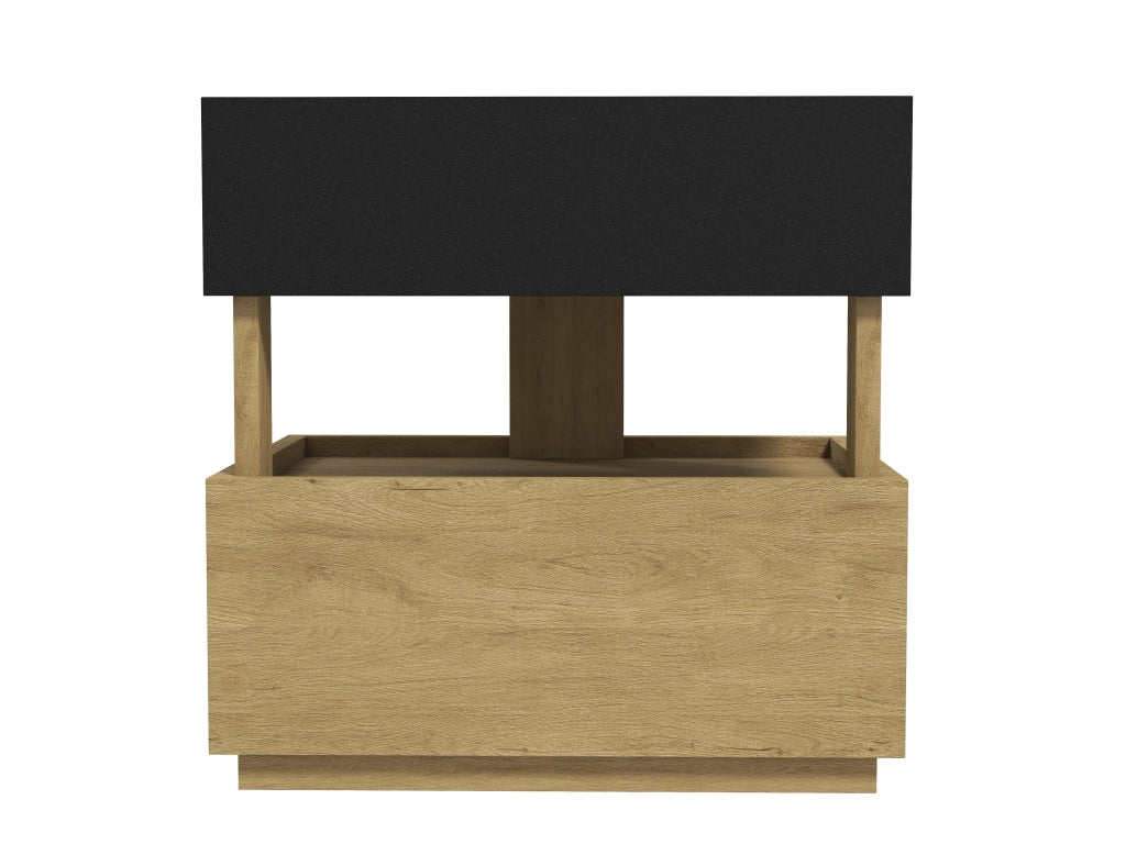 Comodino con ricarica senza fili, porte USB, LED e 2 cassetti bicolore per camera da letto, 50 × 40 × 50 cm