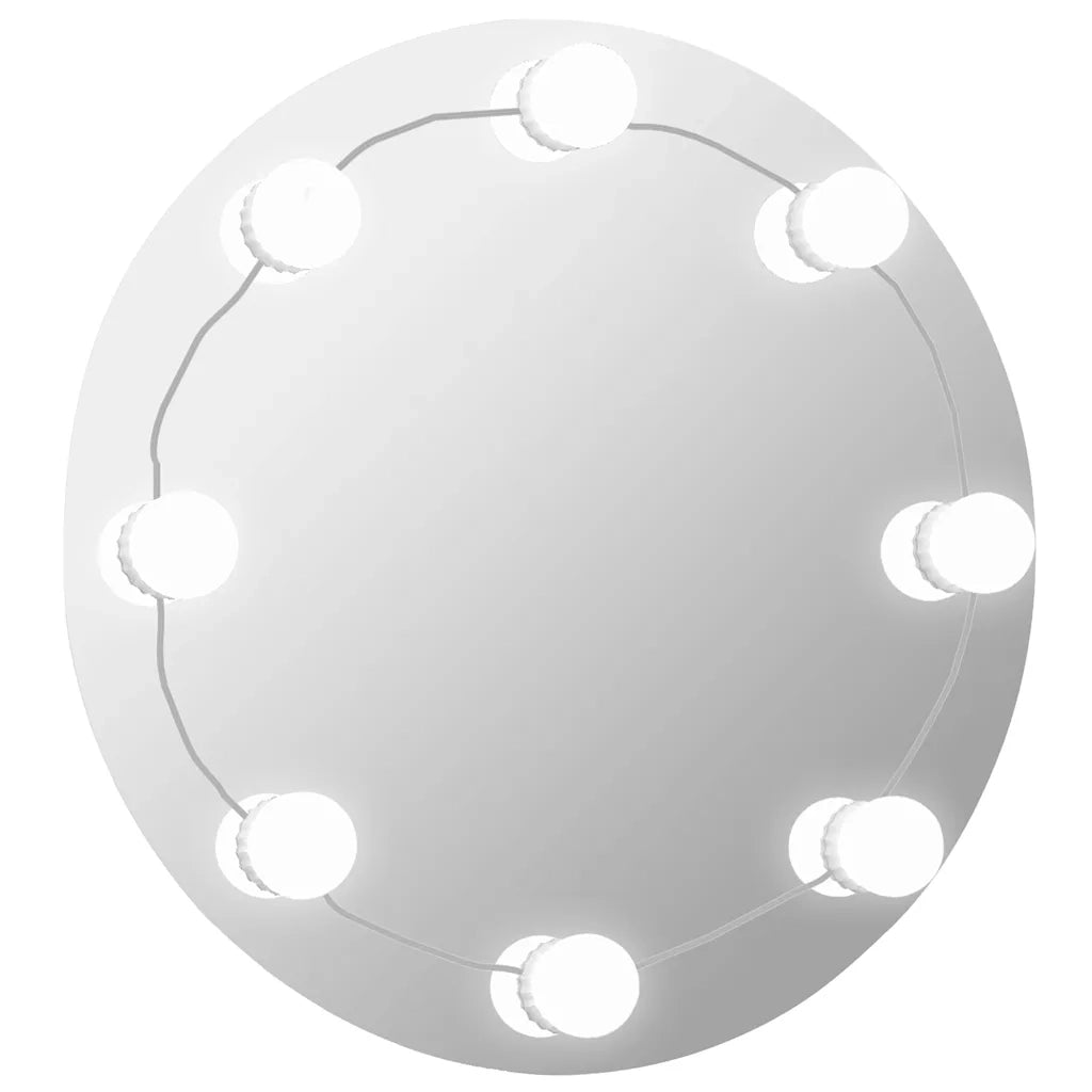 Specchio da Parete Rotondo con Luci LED-Specchio a Muro-Specchio Decorativo in Vetro 194993
