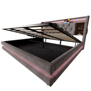 Letto Contenitore 180 x 200 cm; Letto Matrimoniale; LED; USB; Type-C in Velluto Grigio Scuro