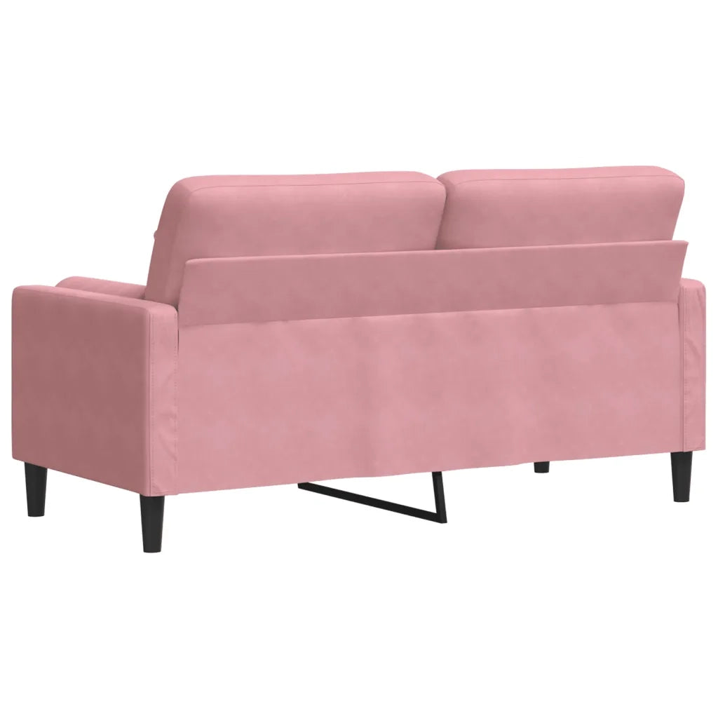 Divano a 2 Posti con Cuscini Rosa 140 cm in Velluto