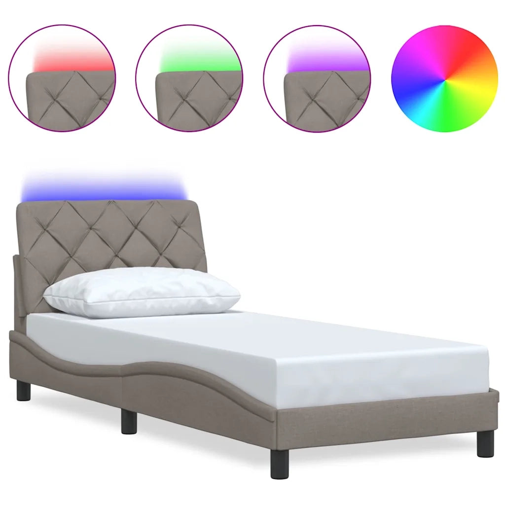 Giroletto con LED senza Materasso Tortora 90x190 cm Tessuto