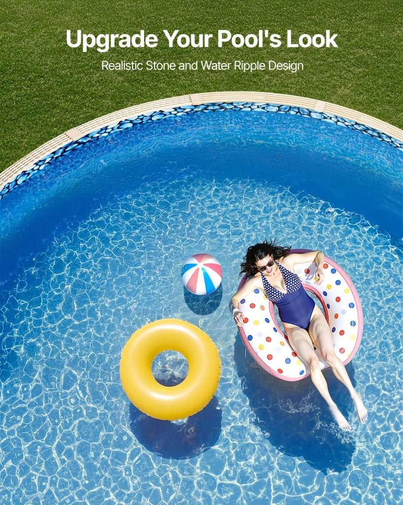 Rivestimento Piscina Fuori Terra Rotonda 24 Piedi in Vinile Altezza 52 Pollici Stile Duobead Liner Robusto per Giardino