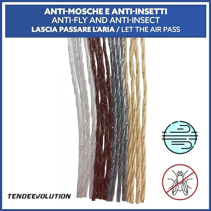 Tenda Antimosche Modello GLIT PIENO in PVC, Plastica Bianco | Largh. 1m x Alt. 2,60m | Protezione Insetti, Porta, Esterno, Interno