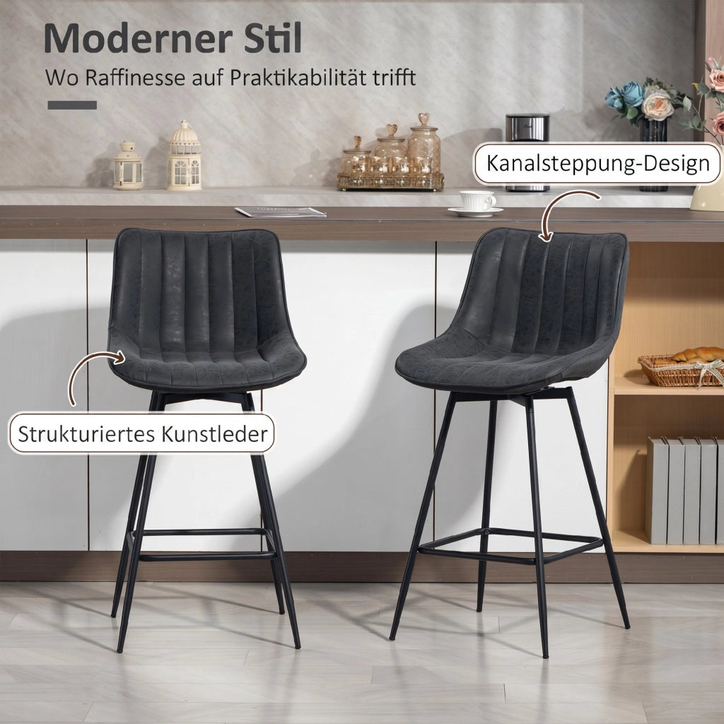 Set di 2 sgabelli da bar con schienale girevoli ¨C Minimal ¨C Nero 68 cm