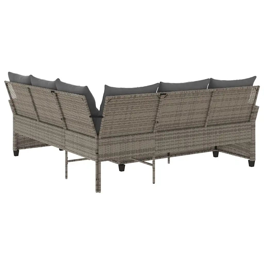 Divano a Forma di L con Cuscini-Sofa con Cuscini in Polyrattan Grigio 160792