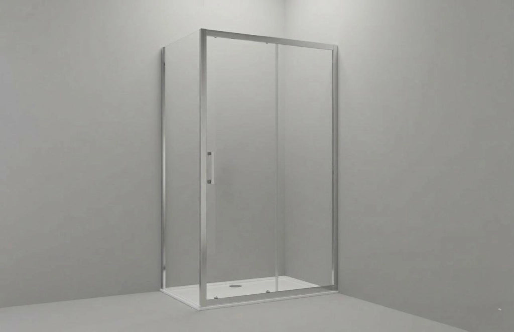 Box doccia 2 lati 80x100cm fisso + porta scorrevole apertura laterale h190cm profilo cromato - LEO
