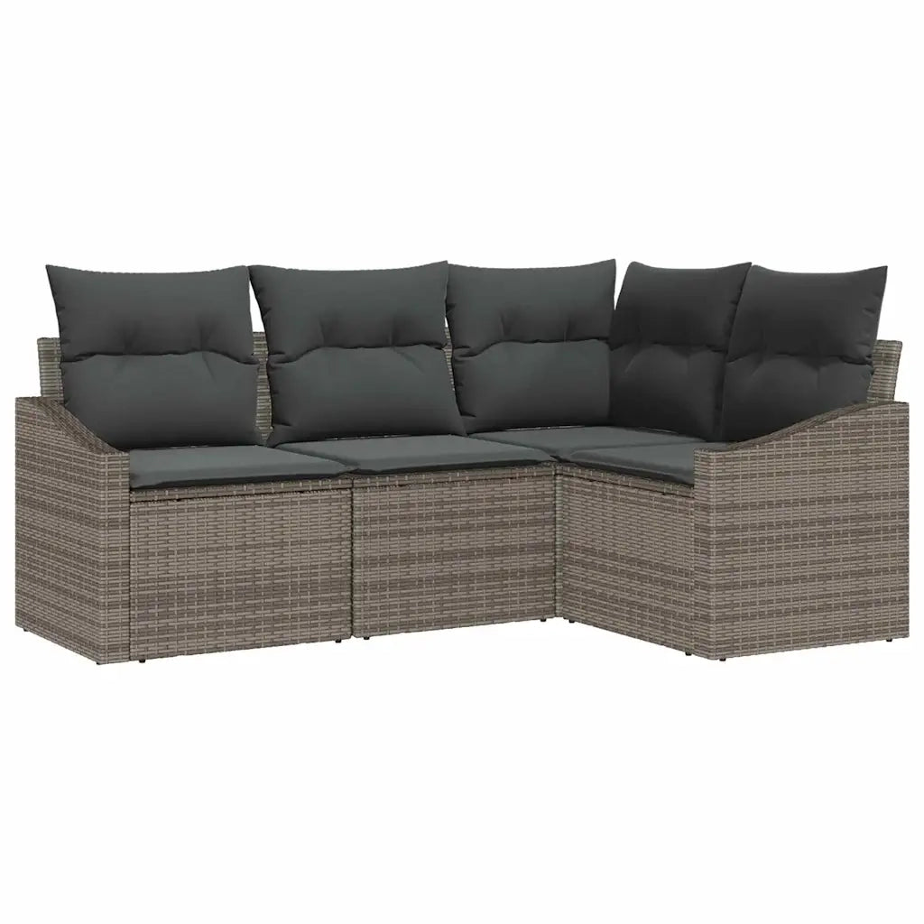 Set Divano da Giardino con cuscino 4 pcs Grigio polyrattan