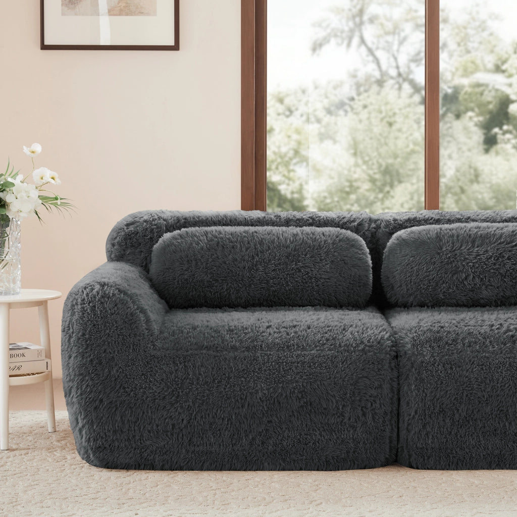 Divano Modulare a U con Cuscini ¨C MINIMAL ¨C Velluto Grigio, Ergonomico