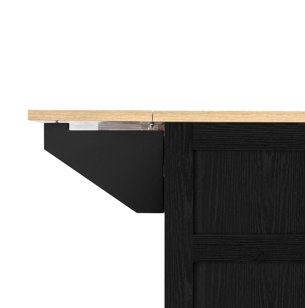 Isola cucina mobile 120x80x92 cm in MDF nero, piano estensibile e contenitori