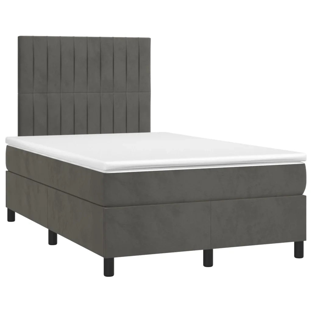 Giroletto a Molle con Materasso Grigio Scuro 120x190 cm Velluto 3270008
