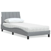 Letto con Materasso Hanko Grigio Chiaro 80x200 cm in Tessuto