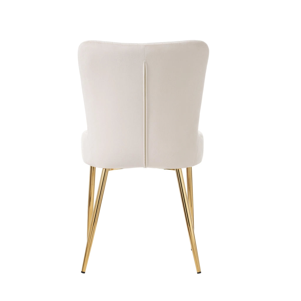 SEDIA da pranzo in velluto, Set da 2 pezzi, Beige e Oro