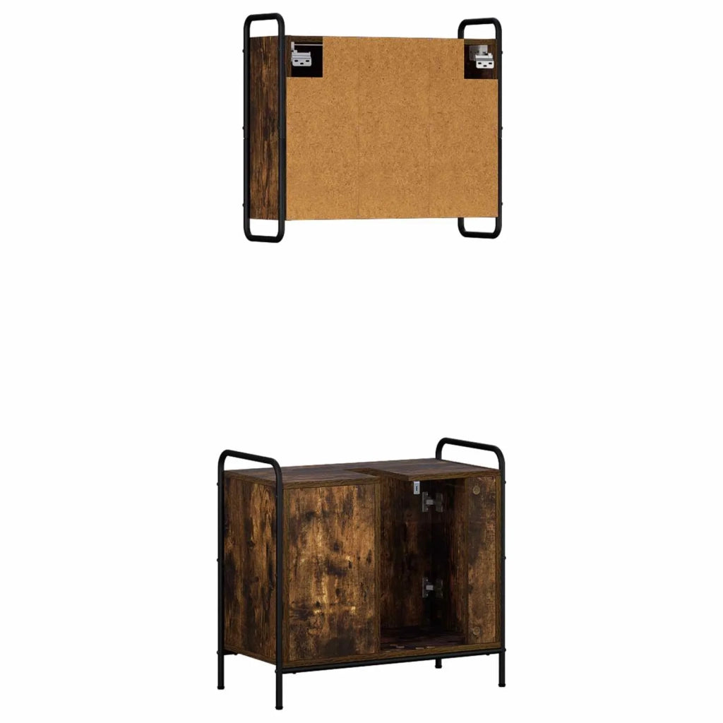 Set di Armadi da Bagno 2 pz Rovere Fumo 65,5 x 34 x 61 cm 3444485