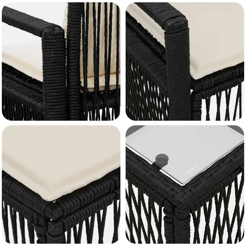 Set Divano da Giardino 7 pz Nero polyrattan 3435781