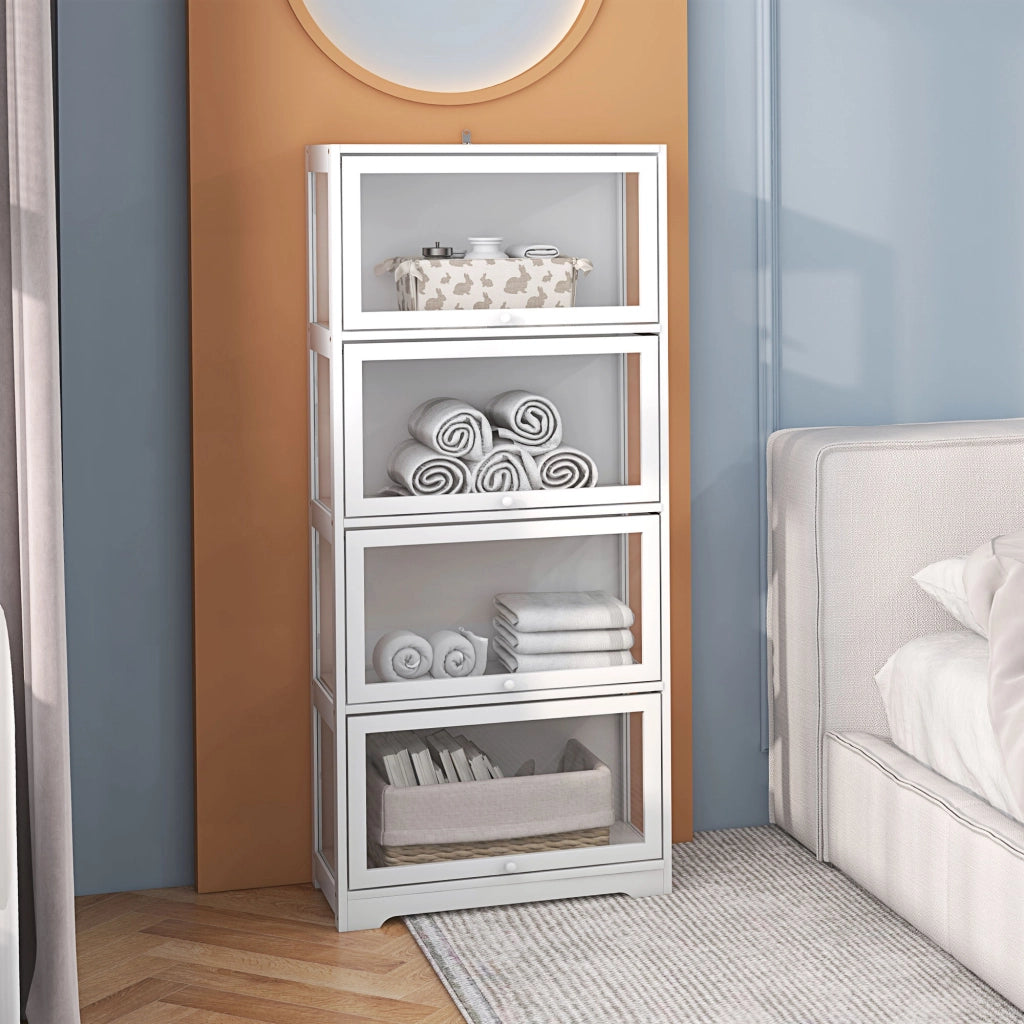 Vetrina Libreria 4 Ripiani con Ante ¨C Xylo ¨C Bianco 59x30x139 cm