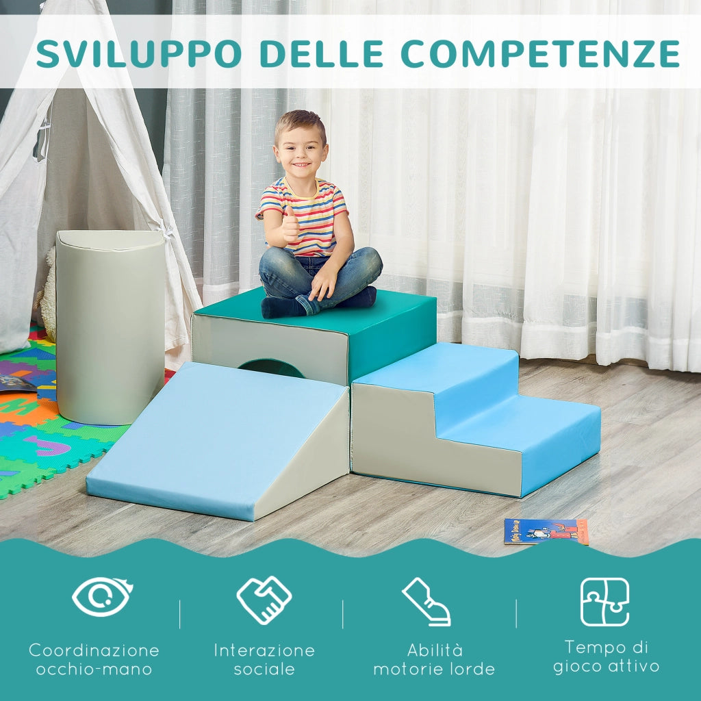 Set 4 Blocchi Costruzioni Morbidi ¨C Xylo ¨C Modulabili Multicolore per Bambini 1-3 Anni