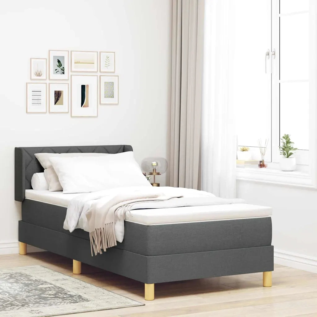 Letto a molle con materasso-Struttura Letto con Materasso Grigio scuro 190 x 90 cm Poliestere 176611