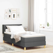 Letto a molle con materasso-Struttura Letto con Materasso Grigio scuro 190 x 90 cm Poliestere 176611
