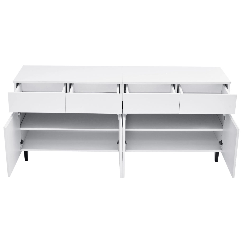 Credenza Bianca Lucida Mobile Buffet 160 cm con 4 Cassetti e 2 Ante