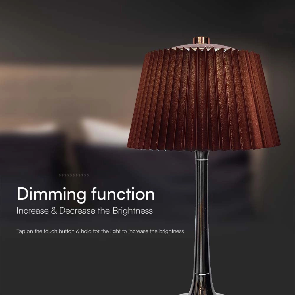 Lampada da Tavolo LED 1.5W 3000K Cromo + Marrone – V-TAC – VT-7968-CB
