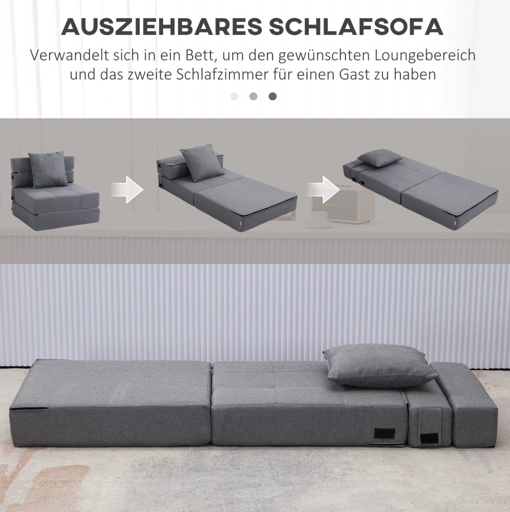 Poltrona Letto 2-in-1 Pieghevole con Funzione Relax e Divano, Portata 120 kg, Grigio Scuro