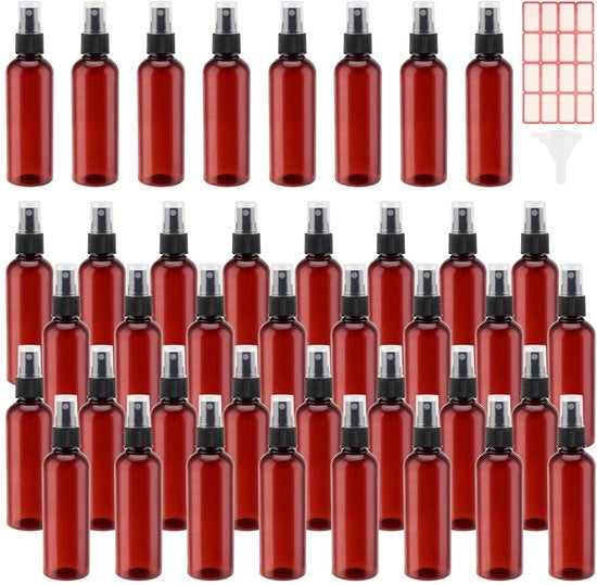 Set di Spruzzatori 100ml - 40 Pezzi - Marrone - Senza Liquido - PET - Portatile - Riciclabile - Spruzzatore a Nebbia