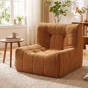 Divano da Pavimento, Poltrona da Lettura con Fondo Antiscivolo e Design Trapuntato, Sedia Imbottita da Terra per Soggiorno, Studio, Camera da Letto, 86 x 86 x 72cm, Portata 150 kg (Marrone)