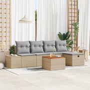 Set Divano da Giardino con cuscino 6 pcs Beige polyrattan
