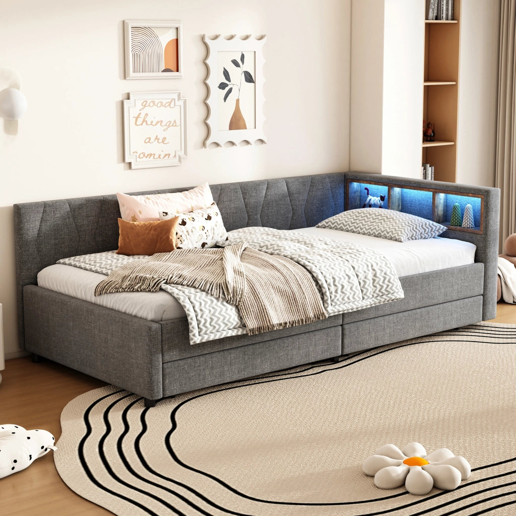 Letto giorno funzione letto divano lino 90x200 cm