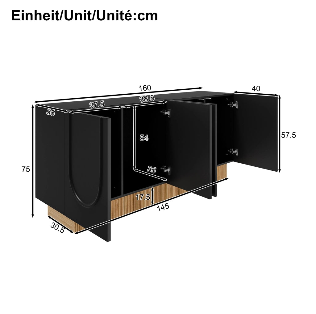 Credenza moderna con 4 ante e ampio spazio interno