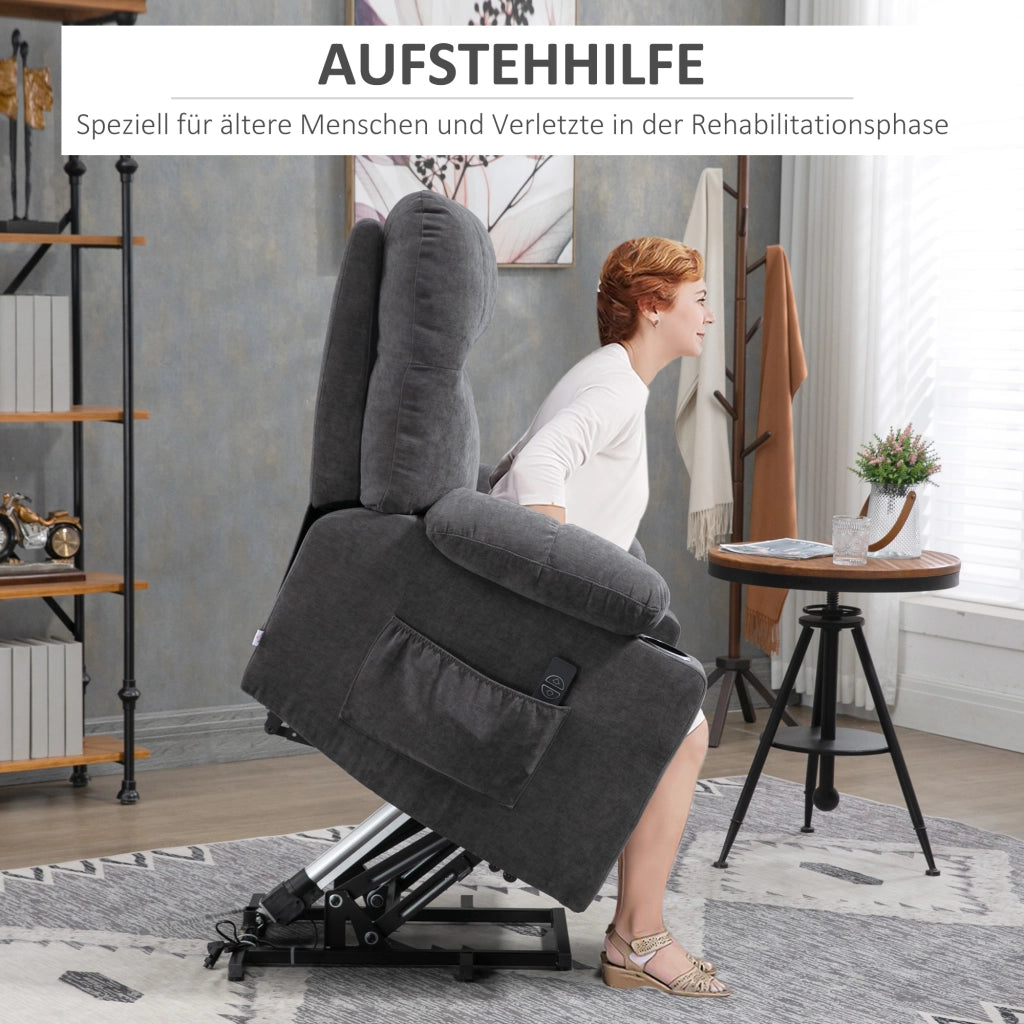 Poltrona Reclinabile Massaggiante Elettrica con Poggiapiedi ¨C Zephmum ¨C 144x91x88 Grigio Scuro