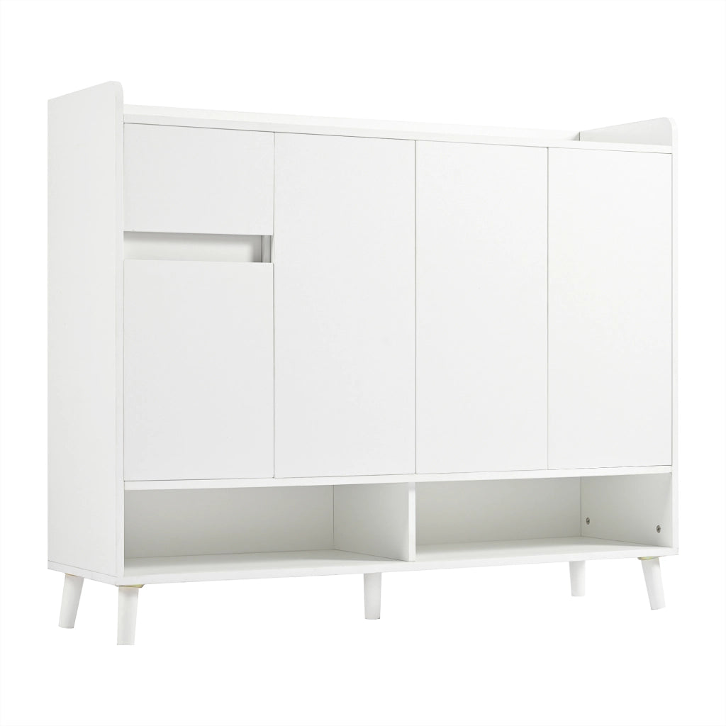 Mobile Credenza Scarpiera con 4 Ante e Cassetto ¨C MINIMAL ¨C Bianco, 120x99x35 cm