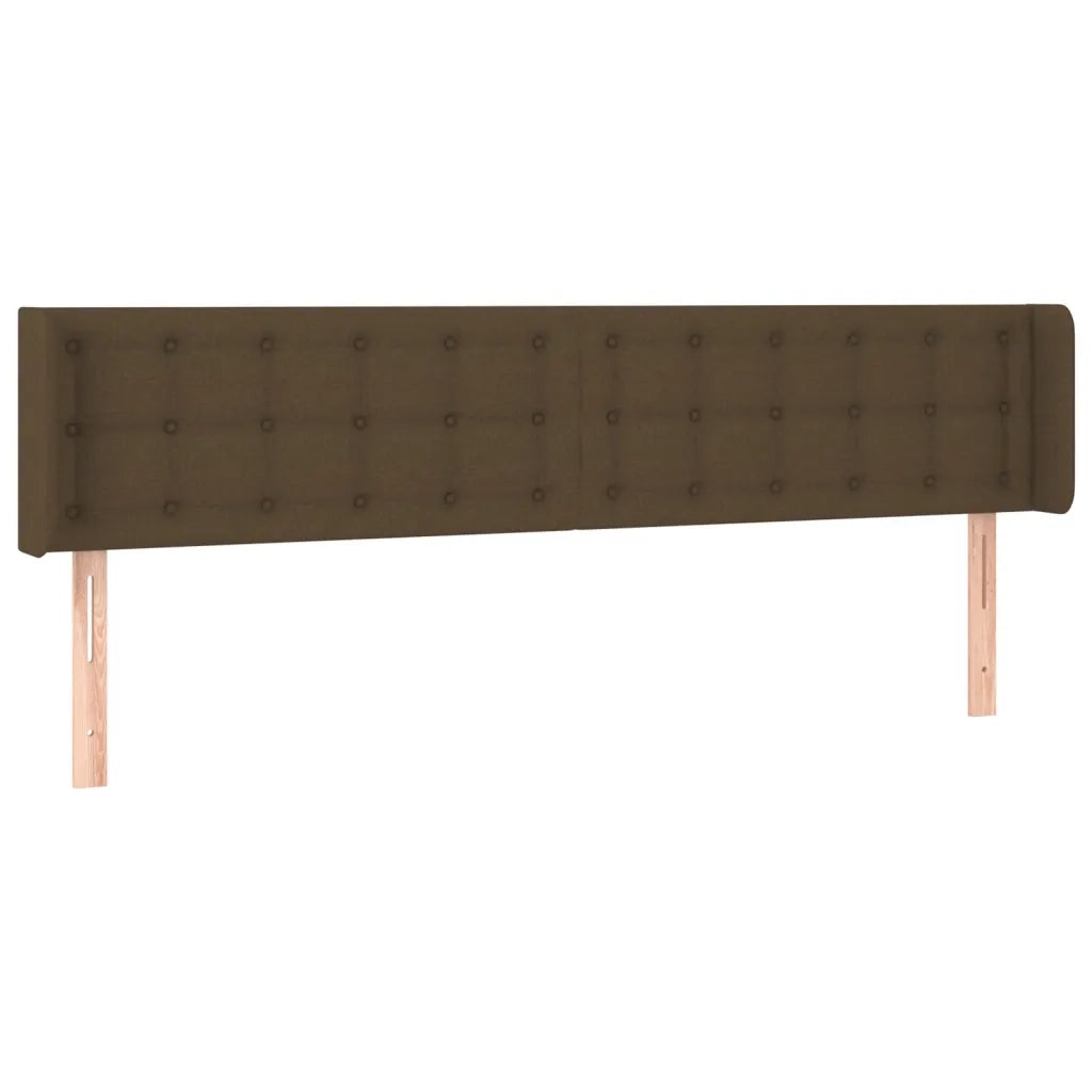 Testiera ad Orecchio-Testata con Orecchie Marrone Scuro 183x16x78/88 cm in Tessuto 664956