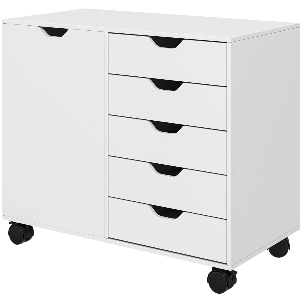 Cassettiera con 5 Cassetti e Ripiano Regolabile ¨C Minimal ¨C Bianco