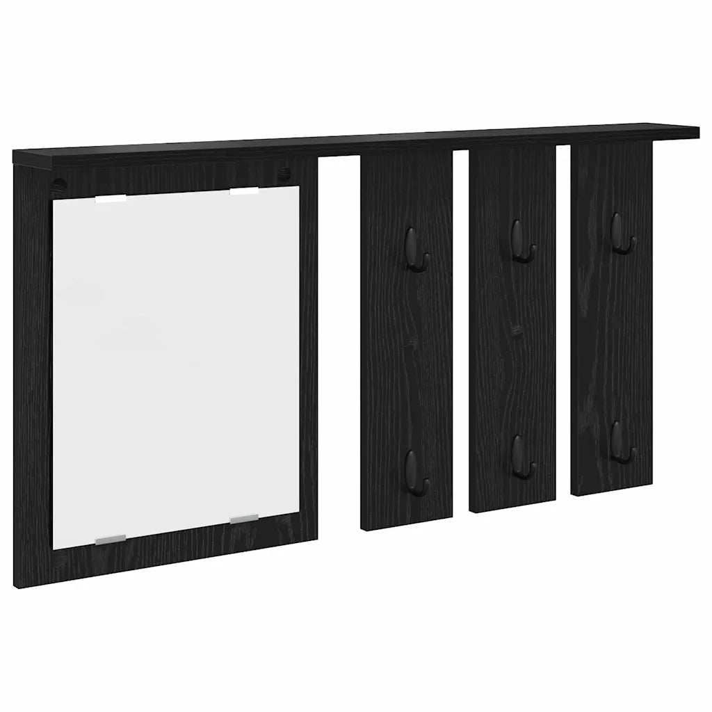 Appendiabiti a muro con lo scaffale Rovere nero 85 x 10 x 45 cm 874484
