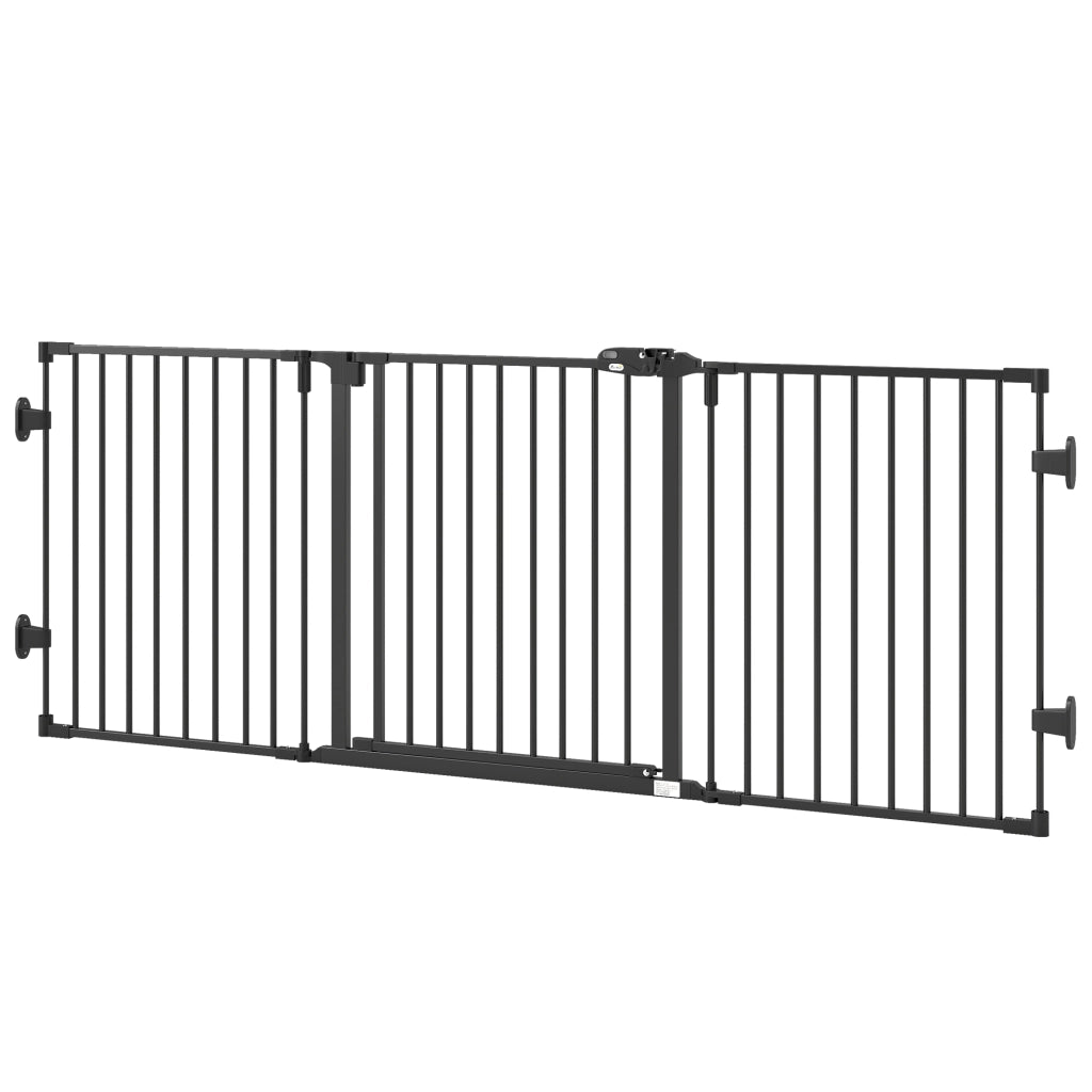 Cancello per Cani Regolabile 3 Ante ¨C Minimal ¨C Nero 202.5x76 cm
