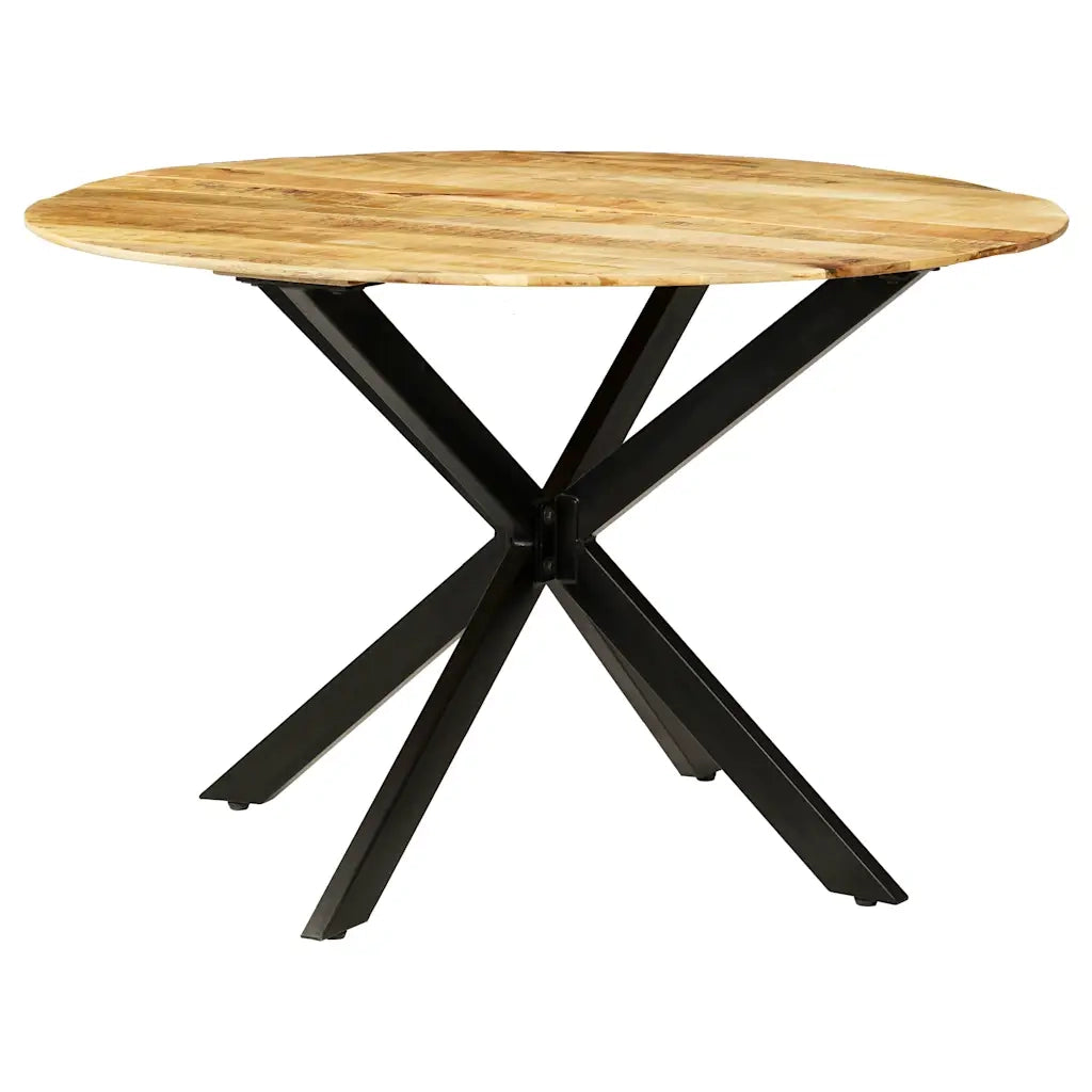 Tavolo da Pranzo in Massello di Mango Grezzo e Acciaio 120x77cm 246013